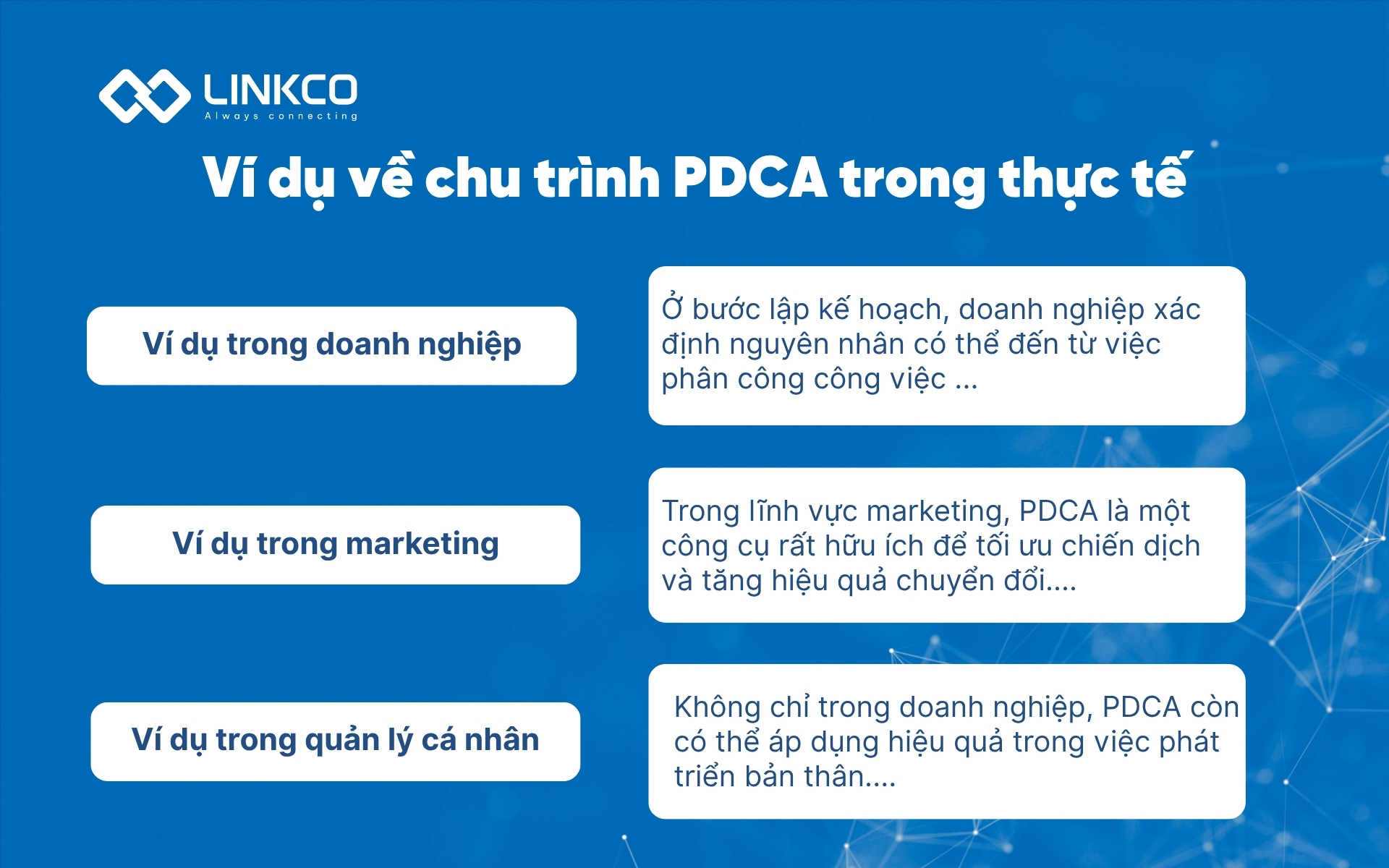 Ví dụ về chu trình PDCA trong thực tế