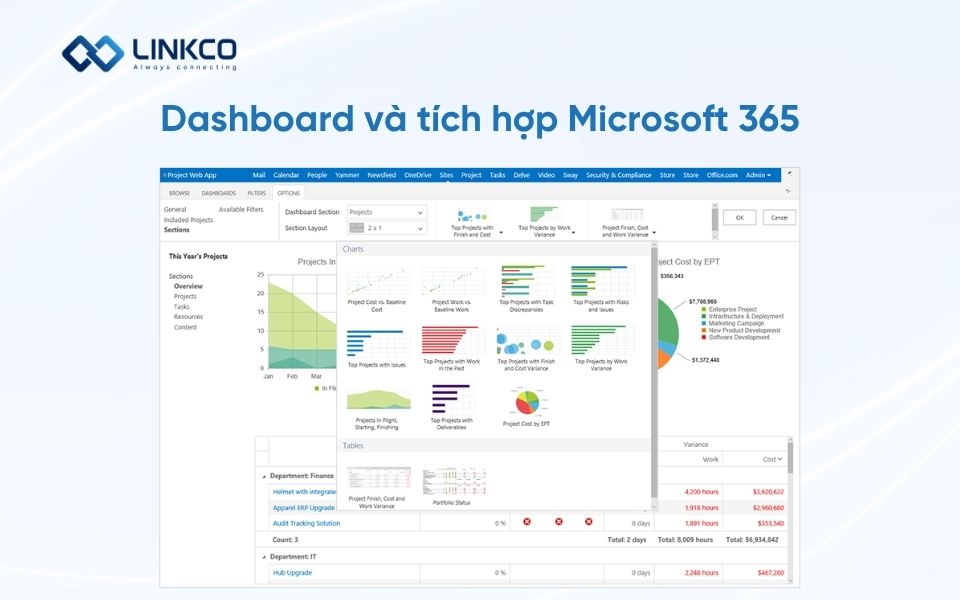 Dashboard và tích hợp Microsoft 365